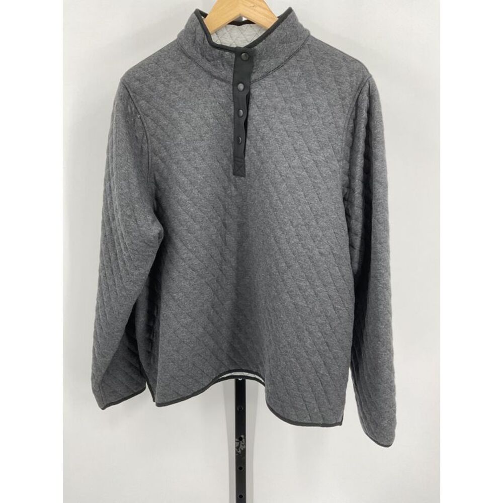 Quince Quilted Gray Pullover Sweater